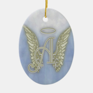 Décoration En Céramique Marquez avec des lettres un monogramme d'ange