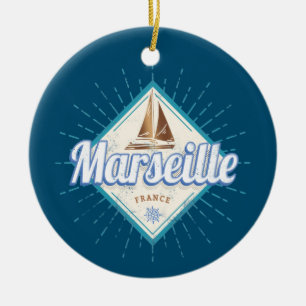 Décoration En Céramique Marseille ville France bateau à voile rétro vintag