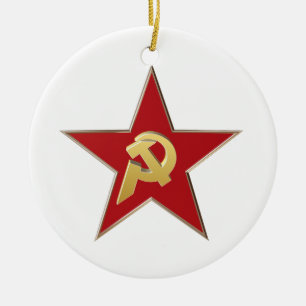 Décoration En Céramique Marteau et faucille dans l'étoile rouge