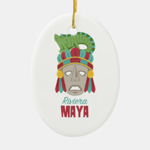 Décoration En Céramique Masque de Maya de la Riviera