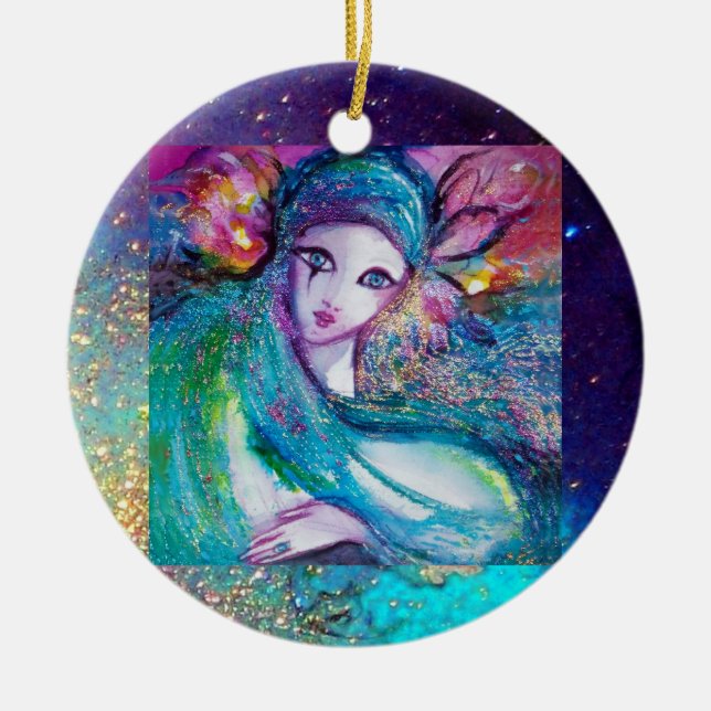 Décoration En Céramique MASQUE EN BLEU, Monogramme (Devant)