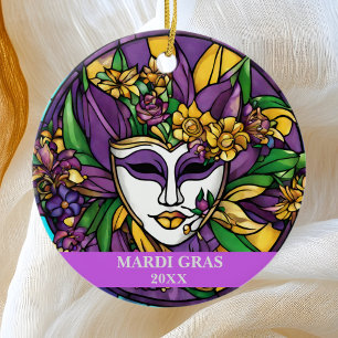 Décoration En Céramique Masque Mardi Gras Faux En Verre Trait Personnalisé