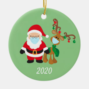 Décoration En Céramique Masque Visage de Noël Père Noël et Reindeer 2020 N