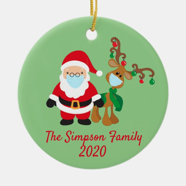 Décoration En Céramique Masque visage de Noël Père Noël Reindeer (Devant)