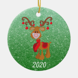 Décoration En Céramique Masque Visage de Noël Rudolph Reindeer 2020