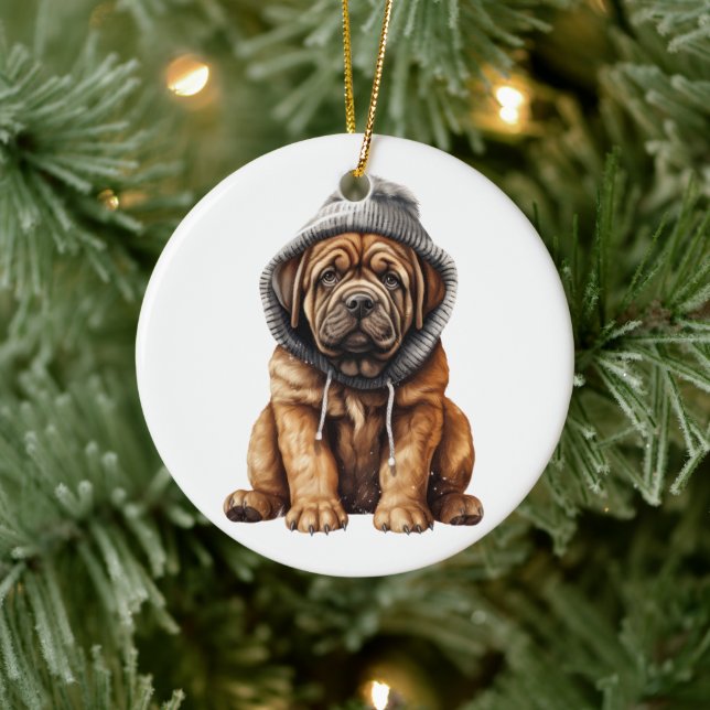 Décoration En Céramique Mastiff Dog Art personnalisé (Arbre)