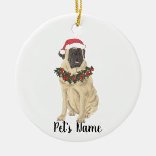 Décoration En Céramique Mastiff Noël personnalisé