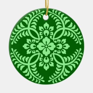 Décoration En Céramique Médaillon japonais Motif, Dark Jade Green