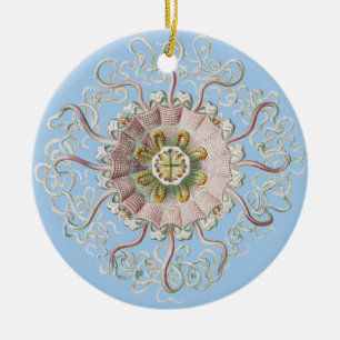 Décoration En Céramique Méduse rose nautique d'Ernst Haeckel