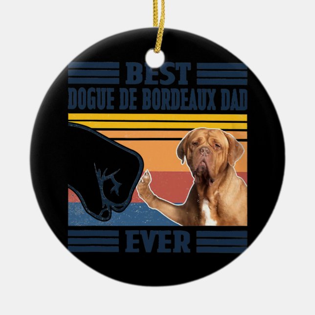 Décoration En Céramique Meilleur Dogue De Bordeaux Papa Jamais Drôle Chien (Devant)