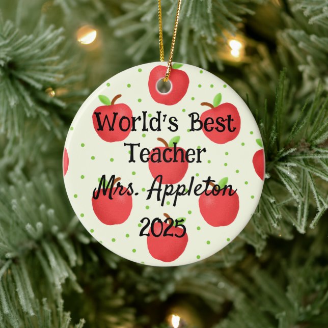 Décoration En Céramique Meilleur Enseignant avec Accents Apple personnalis (Arbre)
