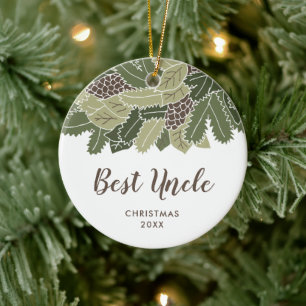 Décoration En Céramique Meilleur Oncle Jamais Personnalisé Pinecones Verdu