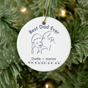 Décoration En Céramique Meilleur papa jamais, Père avec fille sur 1 photo