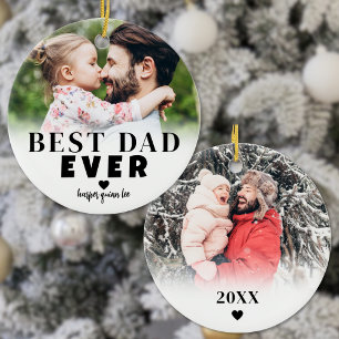 Décoration En Céramique Meilleur Papa Personnalisé 2 Photo Noël