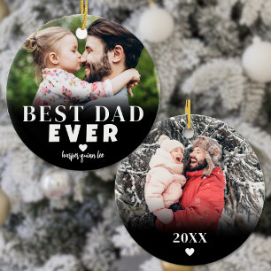 Décoration En Céramique Meilleur Papa Photo Noël