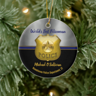 Décoration En Céramique Meilleur Policier du Monde Photo-Souvenir