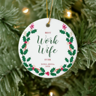 Décoration En Céramique Meilleur travail Femme toujours collègue Wreath pe