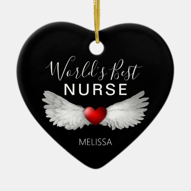 Décoration En Céramique Meilleure infirmière Médicale Red Heart Personnali (Devant)