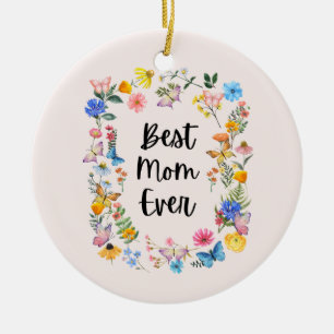 Décoration En Céramique Meilleure Maman Jamais Joli Fleurs sauvages Boho F