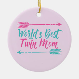 Décoration En Céramique Meilleure maman jumelle du monde Fête des jolies m