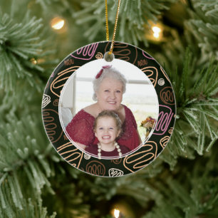 Décoration En Céramique Meilleure photo de grand-mère rose d'une ligne Mot