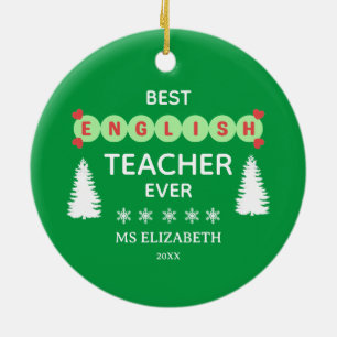 Décoration En Céramique Meilleure typographie de l'enseignant anglais Noël