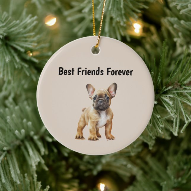 Décoration En Céramique Meilleurs amis pour Frenchie Dog (Arbre)