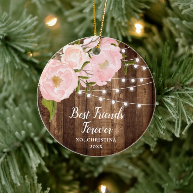 Décoration En Céramique Meilleurs amis pour toujours pivoines rustiques Pe (Arbre)
