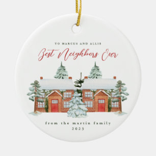 Décoration En Céramique Meilleurs voisins jamais illustrés maisons Noël