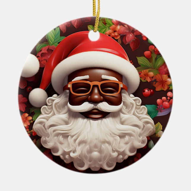 Décoration En Céramique Melanin Noël Chocolat Noir Père Noël (Devant)