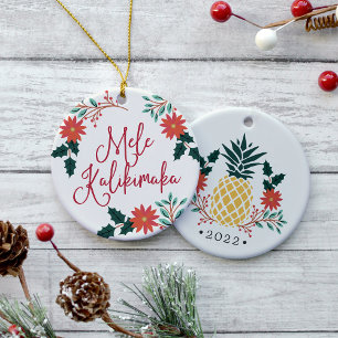 Décoration En Céramique Mele Kalikimaka   Noël hawaïen