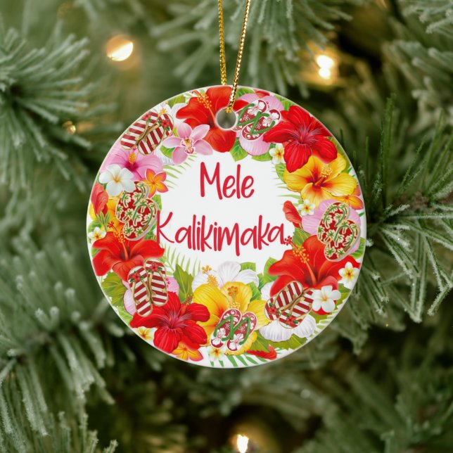 Décoration En Céramique Mele Kalikimaka Wreath Round Orament (Arbre)