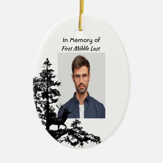 Décoration En Céramique Mémoire Keepsaké Masculine Cerf (Devant)