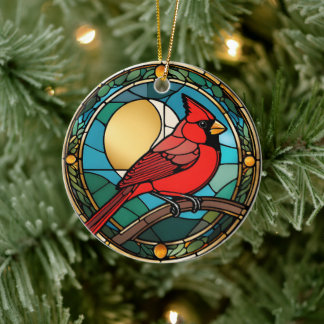 Décoration En Céramique Mémorial cardinal rouge en verre d'Oiseau