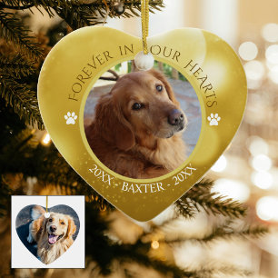 Décoration En Céramique Mémorial de chien Photo À JAMAIS DANS NOS CŒURS Ob