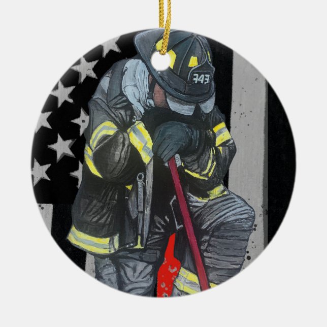 Décoration En Céramique Mémorial de Noël des pompiers. (Devant)