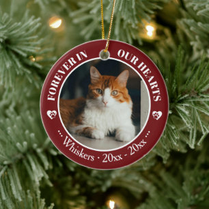 Décoration En Céramique Mémorial de photo et de nom de chat pour toujours 
