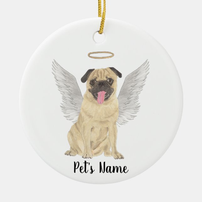 Décoration En Céramique Mémorial de sympathie personnalisé pour Pug (Devant)
