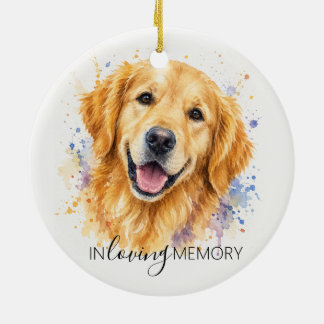 Décoration En Céramique mémorial du golden retriever aquarelle Noël