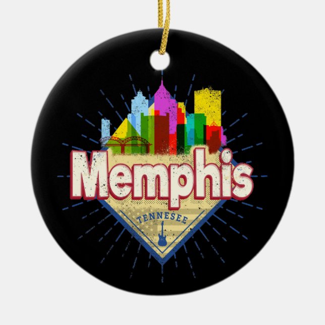 Décoration En Céramique Memphis Tennessee United States Retro Skyline (Devant)