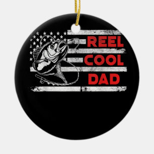Décoration En Céramique Mens Reel Cool Papa Drapeau américain Pères de pêc