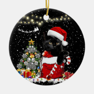 Décoration En Céramique Meowy Christmas Black cat