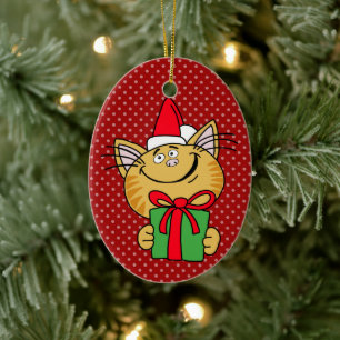Décoration En Céramique Meowy Noël Chat Oval Ornament