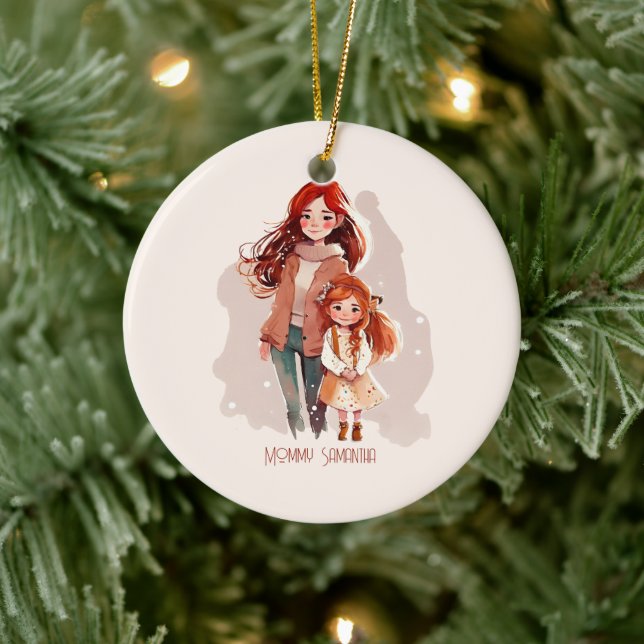 Décoration En Céramique Mère et fille élégante personnalisée (Arbre)