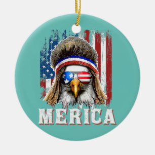 Décoration En Céramique Merica Bald Eagle USA American Flag Patriotique 4e