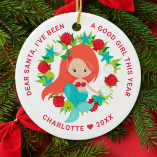 Décoration En Céramique Mermaid J'ai été bonne fille Photo Noël