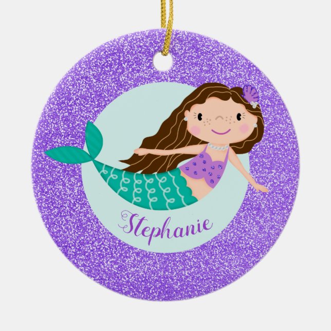 Décoration En Céramique Mermaid Purple Glitter (Devant)
