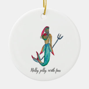 Décoration En Céramique Merman Père Noël