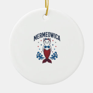 Décoration En Céramique Mermeowica Conception de T-shirt de Sirène Féline 