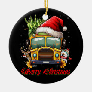 Décoration En Céramique Merry Christmas School Bus Driver X mas Snowman Re